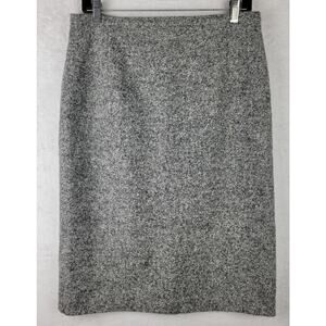 Max Mara 12 Skirt Gray Tweed Virgin Wool Alpaca Zip Slit Career Office Winter